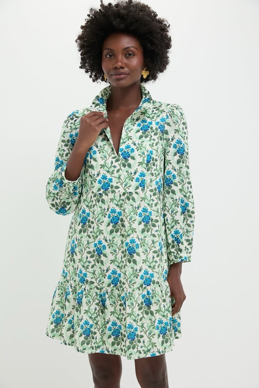 Tuckernuck Cerulean Vine Cotton Linen Palmerston Dress Women's XL